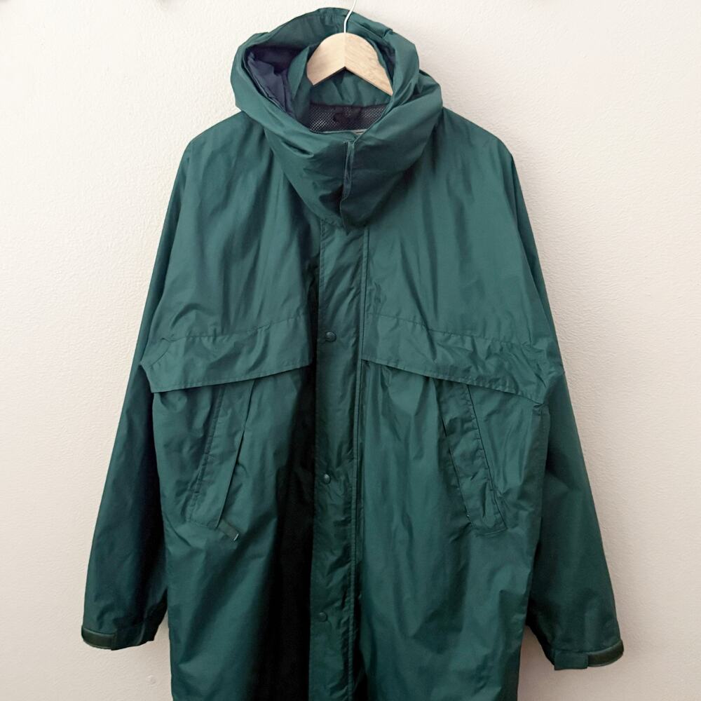 LL BEAN | Vintage Rain Parka Length Hood Hooded Green